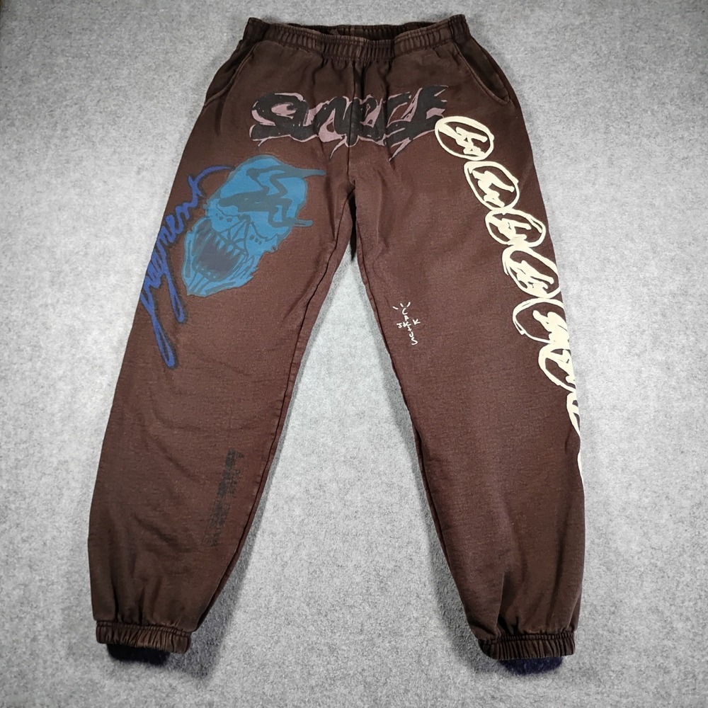 Cactus Jack Fragment Travis Scott Brown Graphic Sweatpants Mens Large
